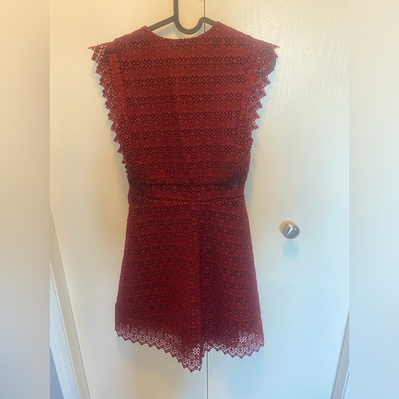 Sandro Lindsey Bordeaux red guipure crochet mini dress size 1 (US S) - Picture 3 of 5